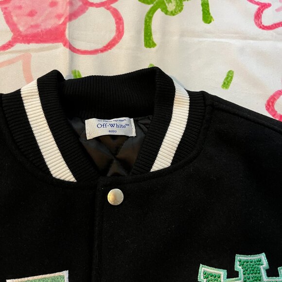 Off-White Black And White Baseball Jacket - Picture 2 of 9
